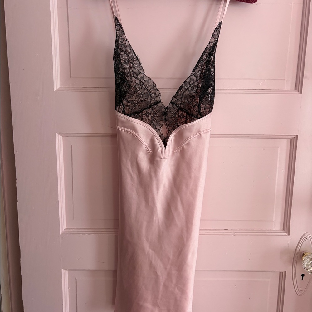 Victoria's Secret Pale Pink Slip with Black Lace Bodice